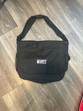 World Poker Tour WPT Embroidered Logo Black Messenger Laptop Bag